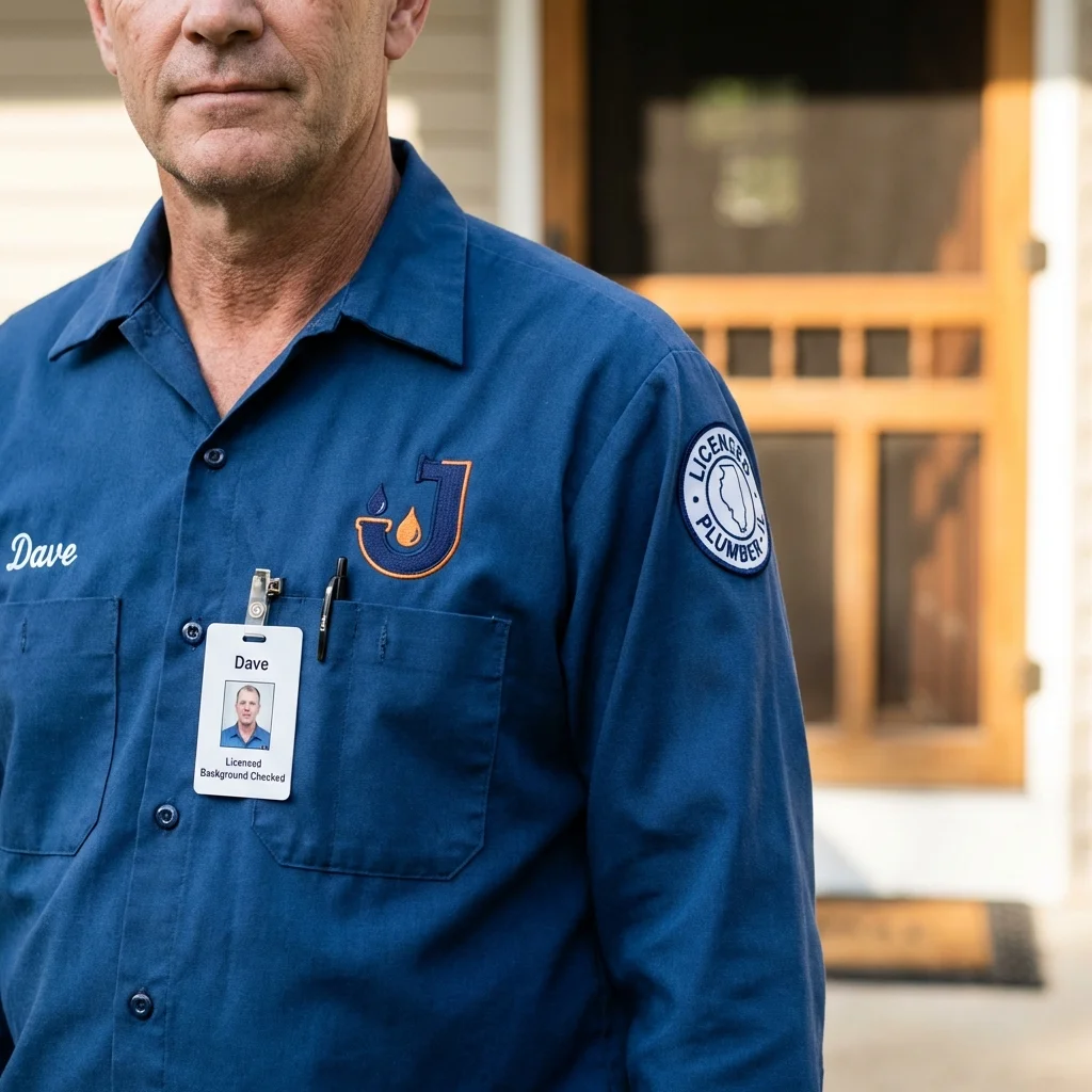 Licensed plumber showing ID badge in Flora Vista, NM