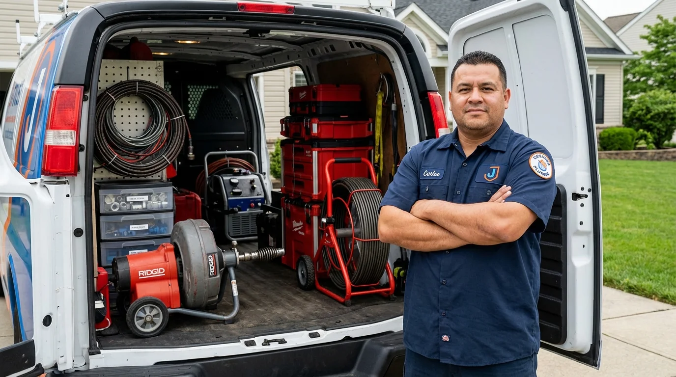 Professional drain cleaning equipment and Johns Plumbing LLC plumber in Flora Vista