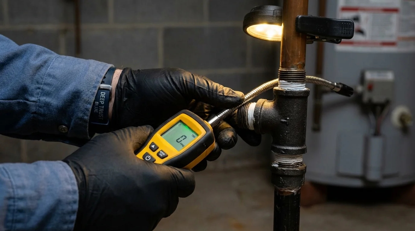 Gas leak detection with electronic sniffer by Johns Plumbing LLC in Flora Vista