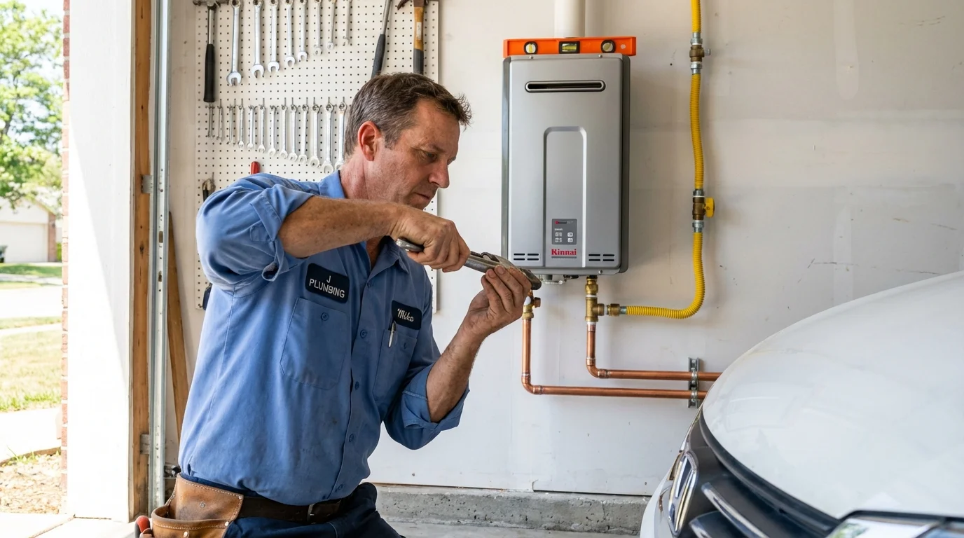 Tankless water heater installation by a Johns Plumbing LLC plumber in Flora Vista